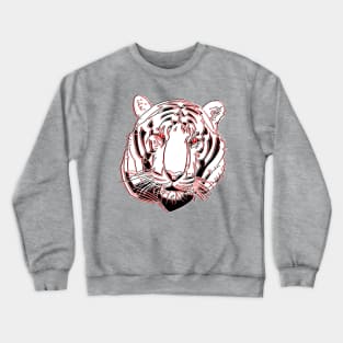 Chinese Tiger Head Feline portrait Wildcat face angry Crewneck Sweatshirt